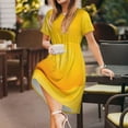 thumbnail image 3 of Fotbe Yellow Lemon Vestido Largo de Moda para Mujer, Vestido Tipo Camiseta con Manga Corta y Estilo Casual a Rayas y Bloques de Color, 3 of 6