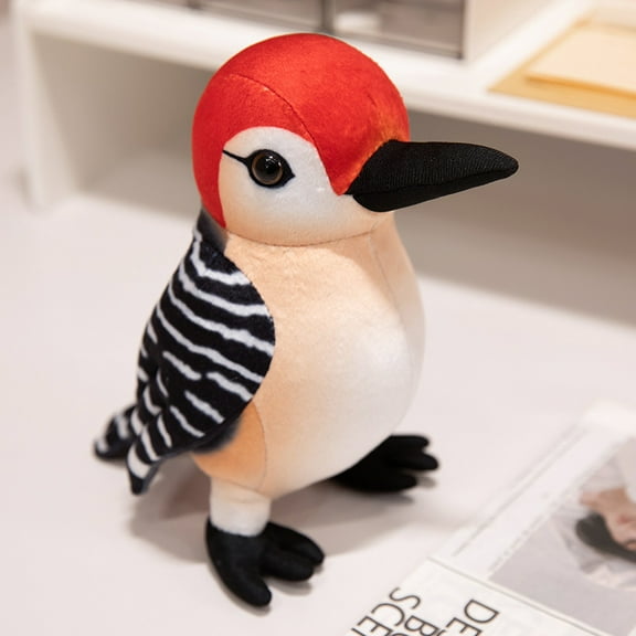 9.85in Woodpecker Stuffed Animal Plush Toy , Toy Pillow for Christmas, Birthday Gift，Sofa Bed Home Decoration，Red