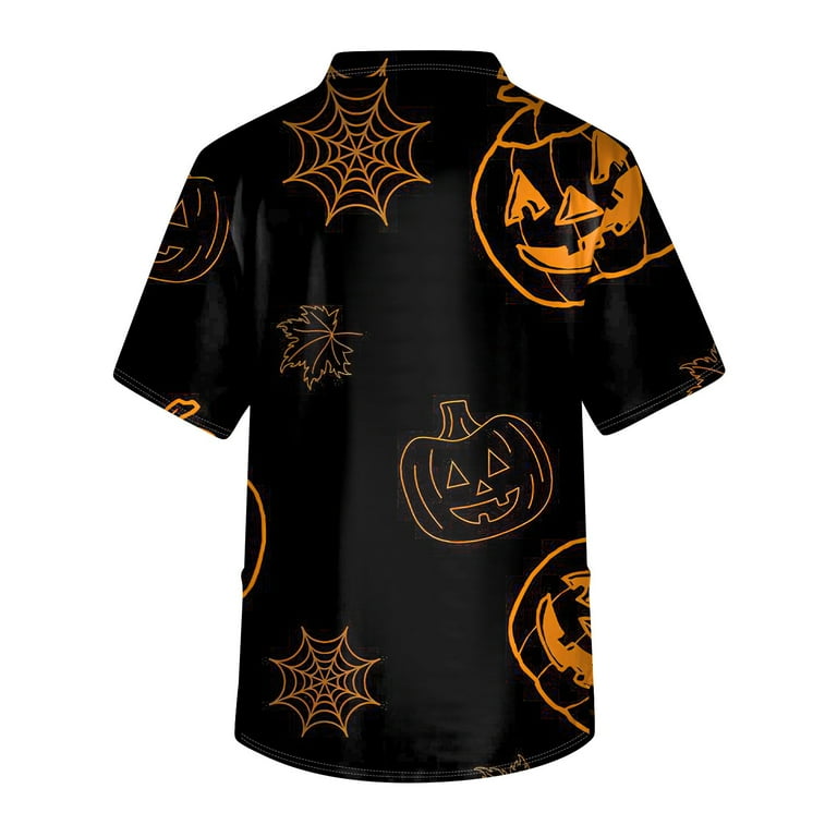 DENGDENG Halloween Scrub Tops for Men Short Sleeve Halloween Pumpkin Print Scrubs Plus Size V Neck Loose Fit Nurse Uniform Pocketed Workwear Black 3XL Walmart