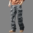 thumbnail image 2 of BRGZLK Stretch Waist Cargo Pants For Men Fashion Solid Color Large Size Drawstring Soft Jogging Pant Casual Loose Fit Comfy Hiking Trousers with Pockets, 2 of 6