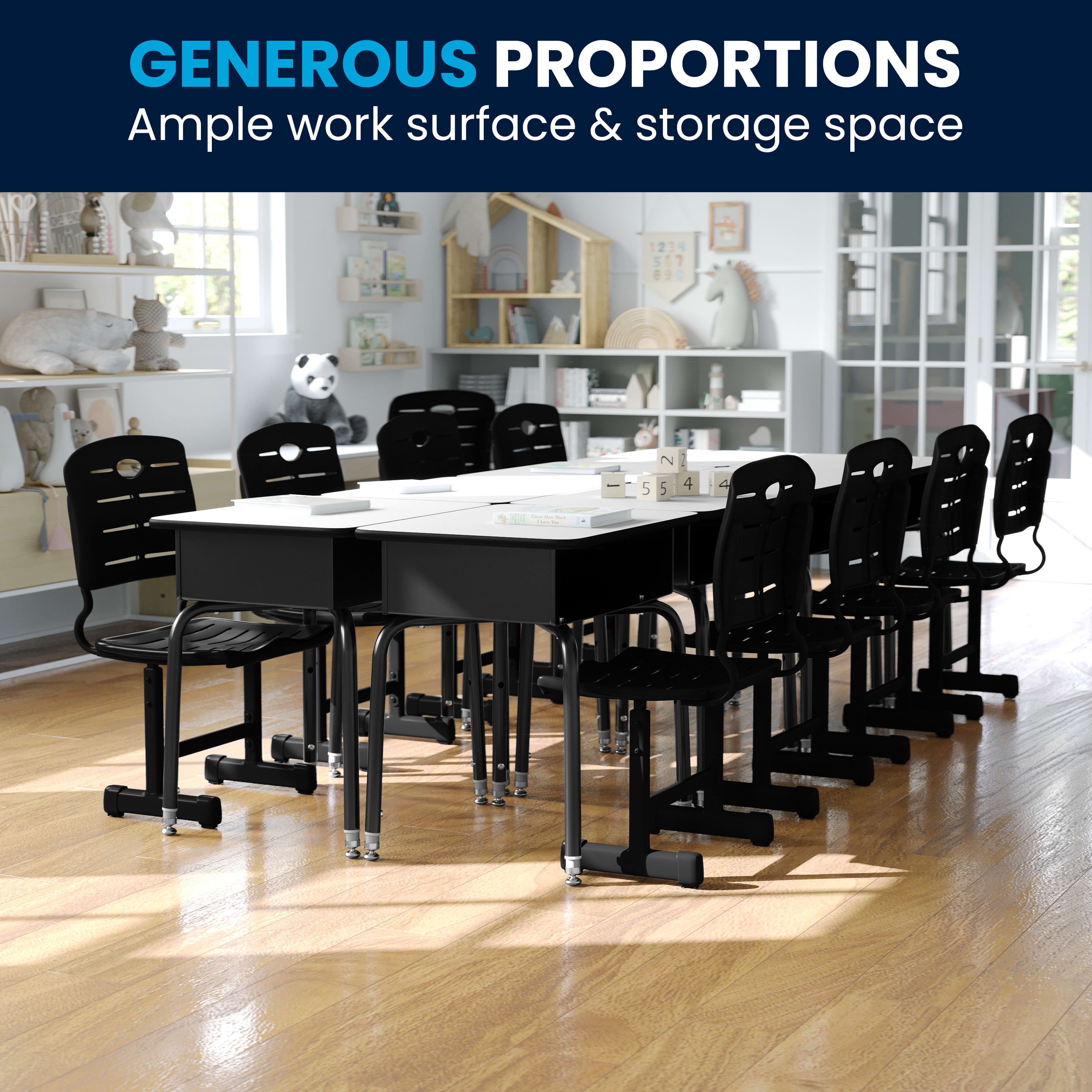 Emma + Oliver Gray Student Desk with Open Front Metal Book Box - School Desk