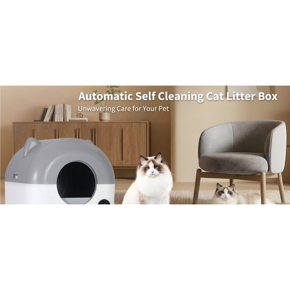 76L Smart Self-Cleaning Cat Litter Box with App Control, Automatic Covered Litter Tray for Multiple Cats – Quiet Odor Control, Safety Sensors, LED Night Light, Includes Trash Bags