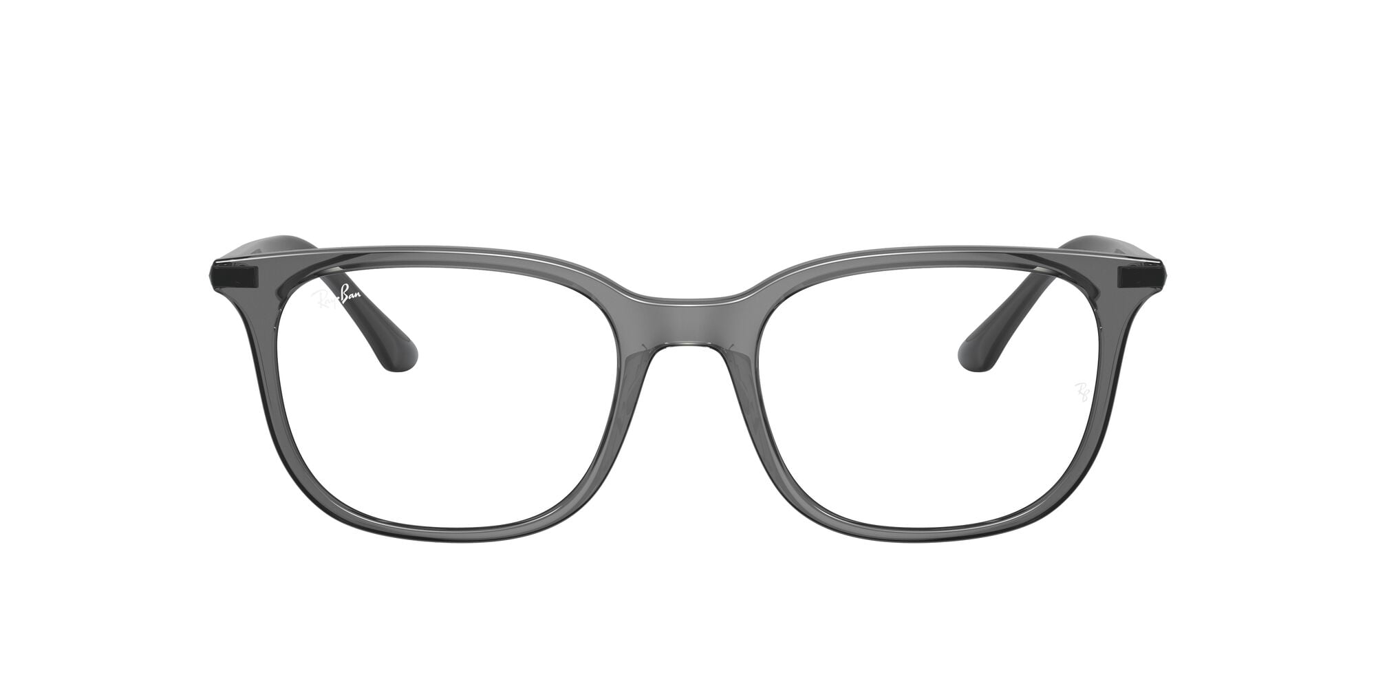 Ray-Ban Men's Size 52 Square RB7211 Optics Prescription Eyeglasses with Case, Transparent Grey/Demo Lens