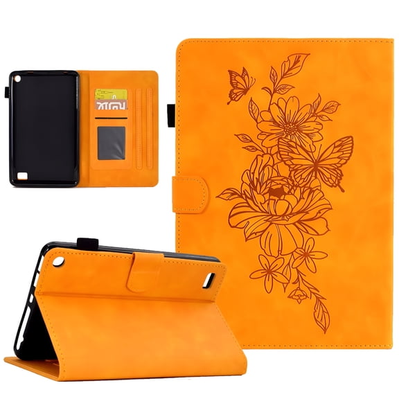 GJX Wallet Case for Kindle Fire 7" (9th/7th/5th Gen 2019/2017/2015), Slim Folding Stand PU Leather Cover with Pen Slot, Auto Sleep Wake, Khaki