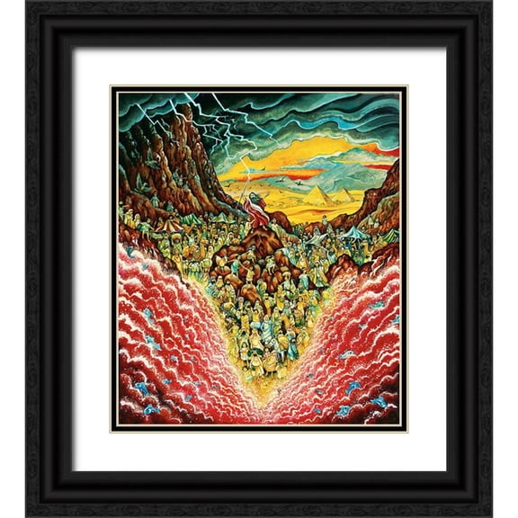 Bell, Bill 12x13 Black Ornate Wood Framed with Double Matting Museum Art Print Titled - Parting The Red Sea