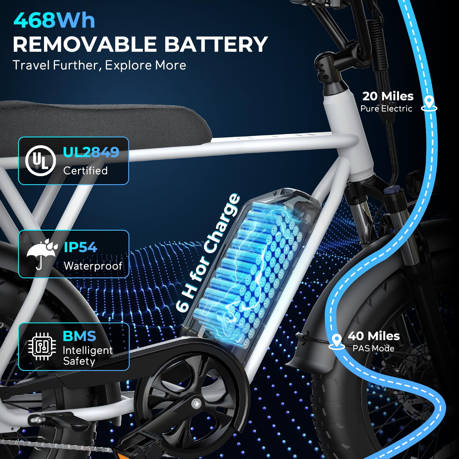 Tamobyke T63 Electric Bike for Adults,750W Motor,36V/13Ah Battery,20"x4.0" Fat Tire E-Mountain Bike,UL2849