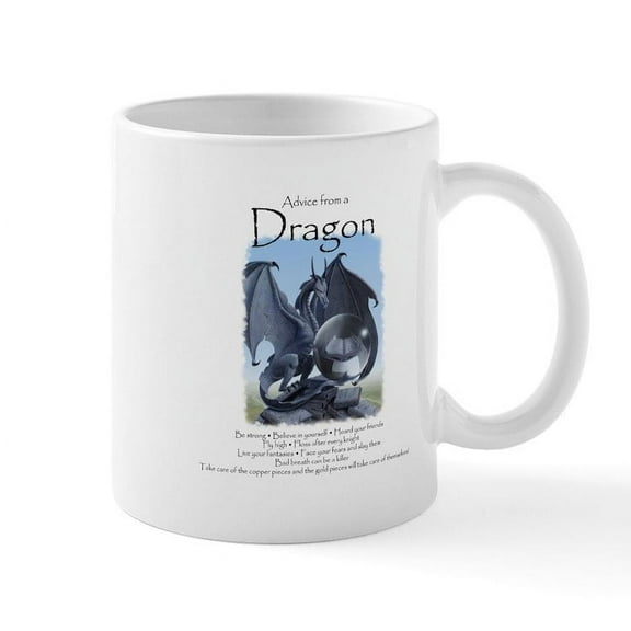 CafePress - Advice From A Dragon Mug - 11 oz Ceramic Mug - Novelty Coffee Tea Cup