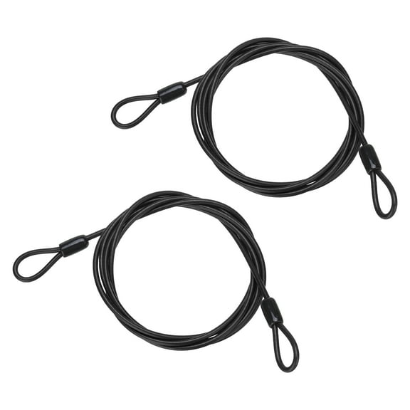 5/32" Dia Vinyl Coated Stainless Steel Cable with Loops, 2 Pcs 7 ft (79") Lock for Outdoor Stage Lighting, Black