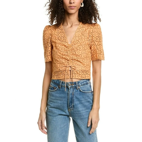 Sandro womens  Eyelet Top, 0, Orange