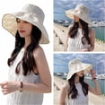 thumbnail image 2 of PIKADINGNIS Women Sun Hat Lace Summer Beach Cap Fashion Pearl Foldable Visor Floppy Hats Wide Brim with Bowknot Bucket Cap, 2 of 6