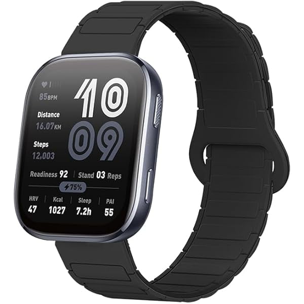 wonima11 Watch Band For Amazfit Bip 6 Watch, Quick Release Soft Silicone Replacement Watch Strap,Magnetic Wrist Strap, Wristband for Smartwatch, Black