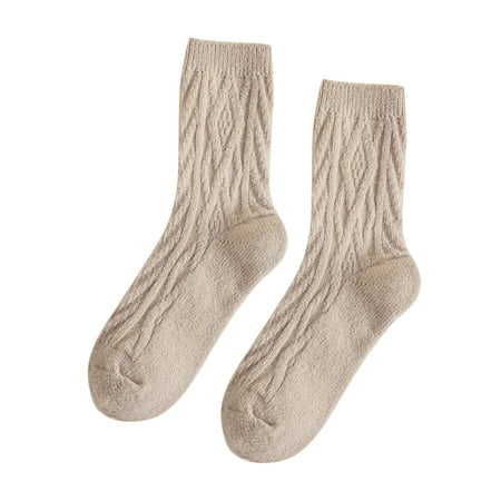 

Socks for Women Women Autumn And Winter Textured Twist Warm Socks Solid Color Home Socks Grip Socks