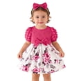 thumbnail image 2 of RMGVDSD Toddler Girls Dresses Cute Short Sleeve Floral Dress With Bow Puff Sleeves A-Line Sundress Casual Holiday Birthday Easter Outfit 18-24 Months, 2 of 9