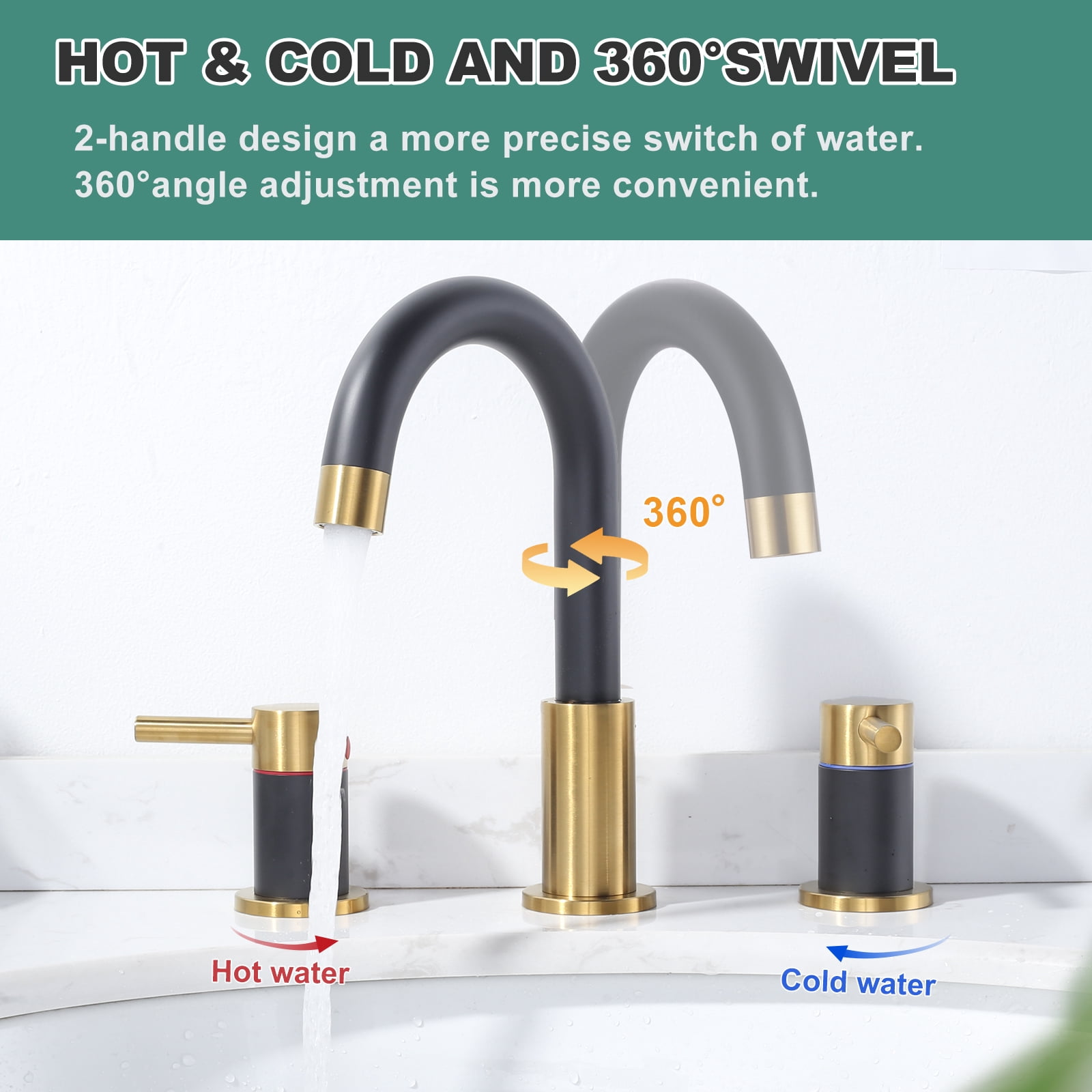 Wowow 2-Handle 3 Hole Widespread Bathroom Sink Faucet in Brushed Nickel,Fit for 6inch and 8inch Sink with Pop UP Drain