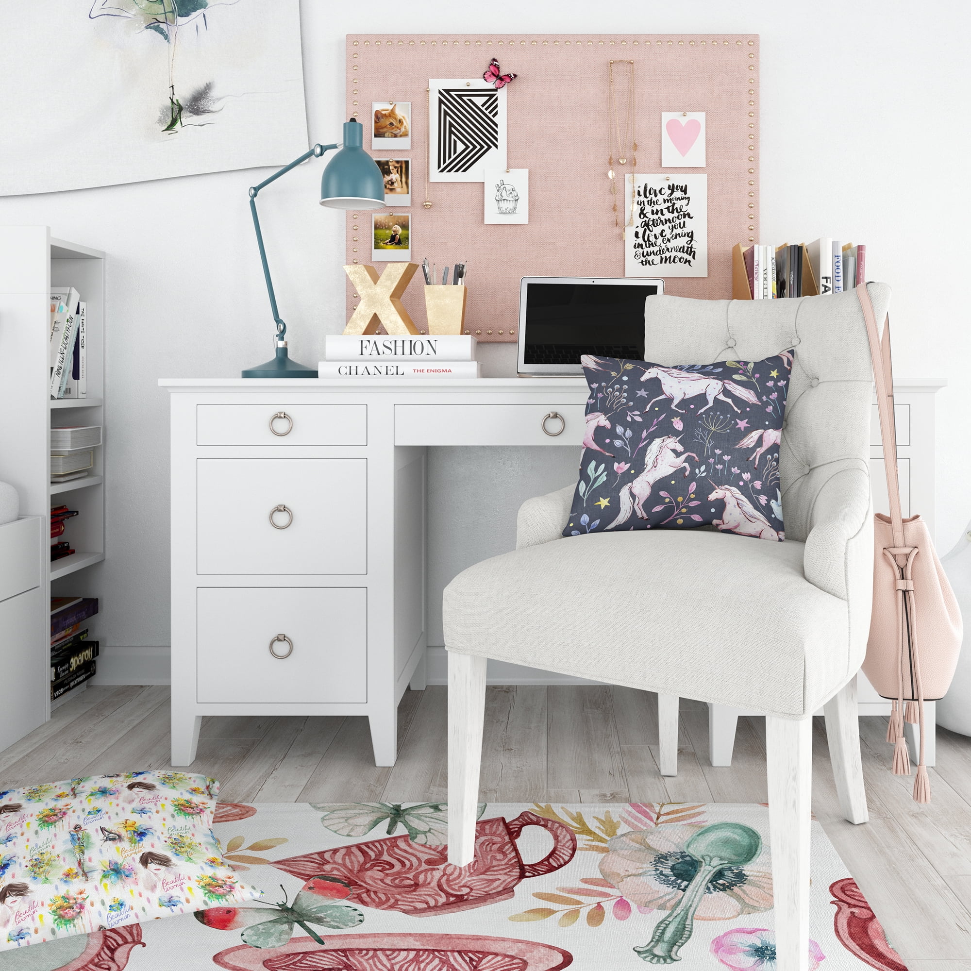Designart 'Watercolor Unicorn Pattern' Modern Teen Duvet Cover Set