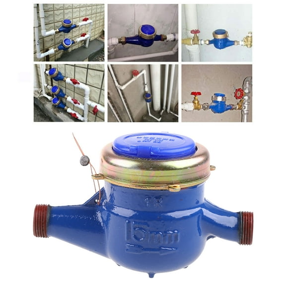 Water Meter WaterFlow Meter 15mm Cold Water Meter for Garden & Home use Wet Table Measuring Tool