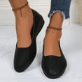 thumbnail image 2 of Black Women Wedges Shoes Comfortable Casual Solid Color Pu Upper Low Heel, 2 of 9