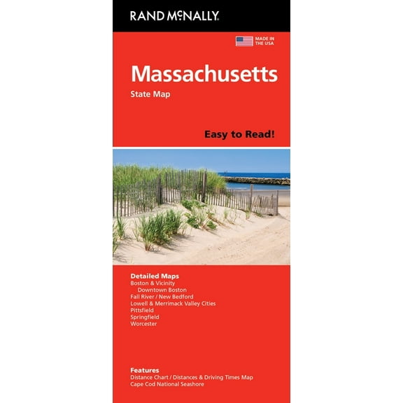 Rand McNally Easy to Read: Massachusetts State Map, (Paperback)