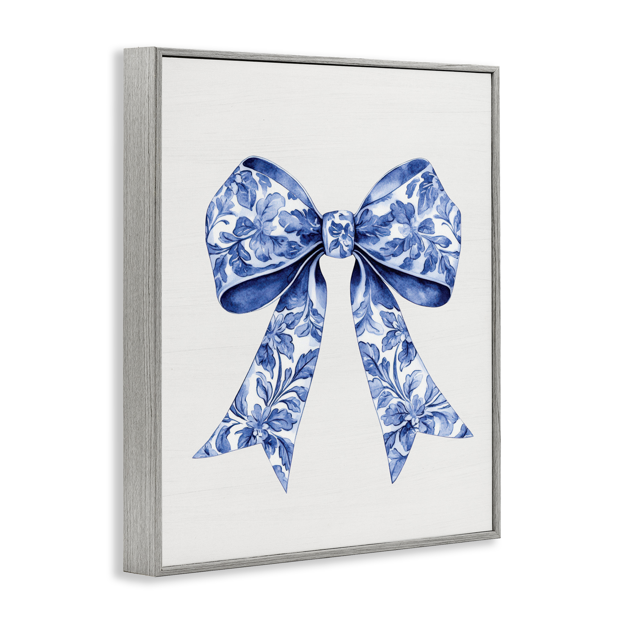 Vintage Toile Flower Ribbon Gray Framed Giclee Art, design by Lettered and Lined