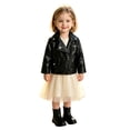 thumbnail image 3 of Infant Baby Girls Toddler Moto Jacket Long Sleeve Zip Up Faux Leather Warm Cozy Windproof Elegant Outerwear 9-12 Months, 3 of 9