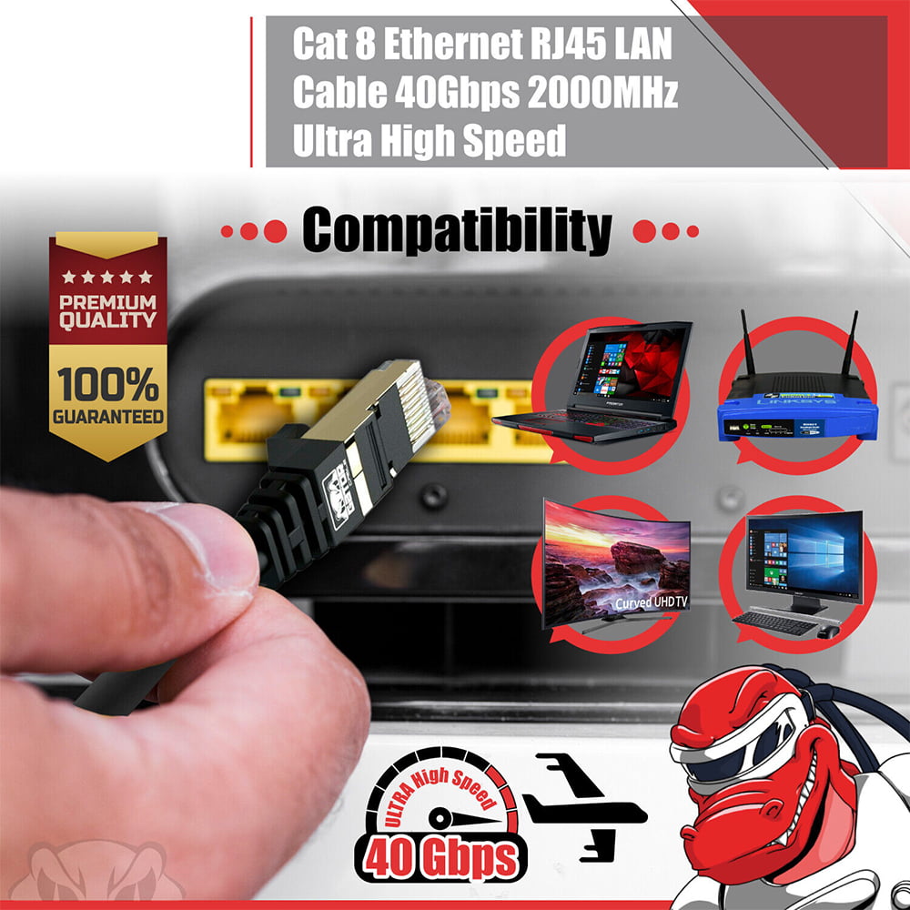 Câble Réseau Ethernet Cat.8 40gbase-t 40gb Rj45 S/ftp 50 Cm Patch