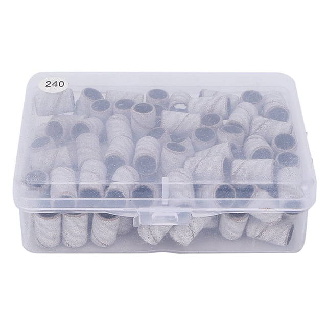 Nail Sanding Bands, Nail Sanding Rings 100pcs Cuticle Removal High Hardness With Storage Box For Nail Salon 80#,120#,180#,240#