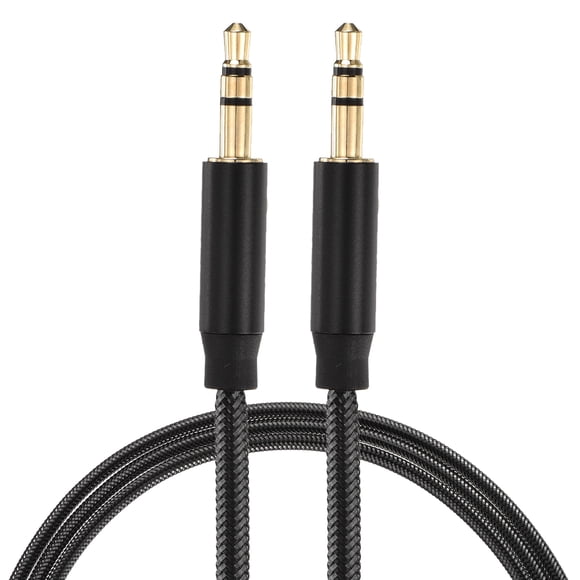 Uxcell AUX Cable 3.5mm Nylon Braided Audio Cable for Headphones Speakers Car Stereos Black 1 3.3 ft