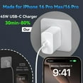 thumbnail image 4 of Cargador Auorld USB C de 45 W de carga rápida para iPhone 16 Pro Max, 4 of 7