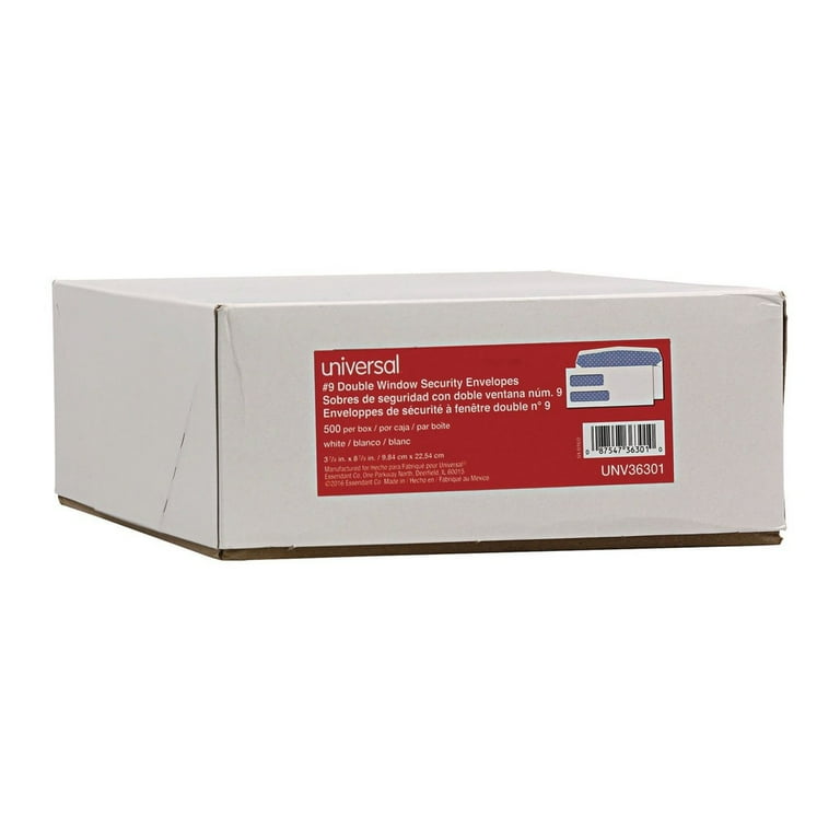 Double Window Business Envelope, #8 5/8, Square Flap, Gummed Closure, 3.63 x 8.88, White, 500/Box Double Window Business Envelope, #8 5/8, Square Flap, Gummed Closure, 3.63 x 8.88, White, 500/Box