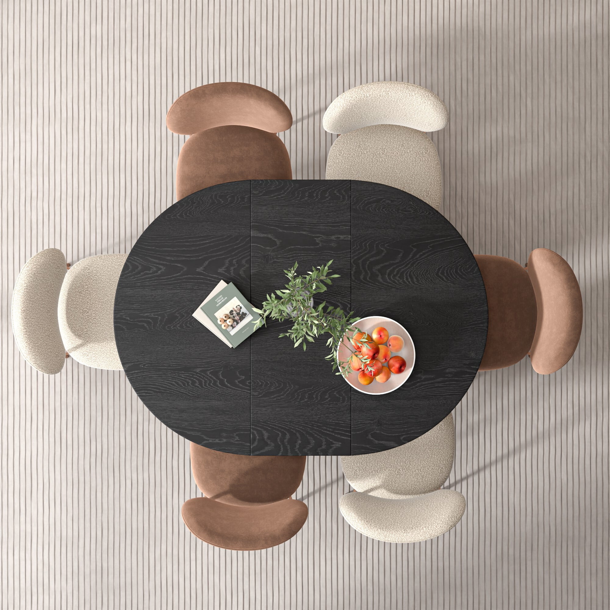 Round Dining Table Modern Extendable Dining Table with Removable Leaves for Kitchen