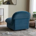 thumbnail image 4 of Velvet Swivel Accent Chair with 360-Degree Rotation, Soft Upholstered Pumpkin-Shaped Seat on Sturdy Metal Base for Living Room, Bedroom or Office, 4 of 9