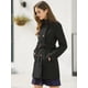 thumbnail image 2 of Abrigo de invierno con cinturón y bolsillos con doble botonadura y cuello alto para mujer Negro L, 2 of 7