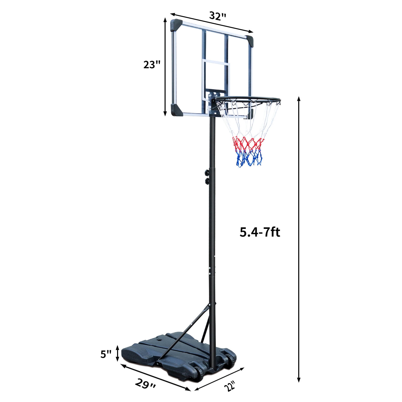 Basketball Hoop Portable Basketball Hoop Stand with Wheels for Kids Youth Adjustable Height 5.4ft - 7ft Use for Indoor Outdoor Basketball Goals Play Set,Basketball Goal