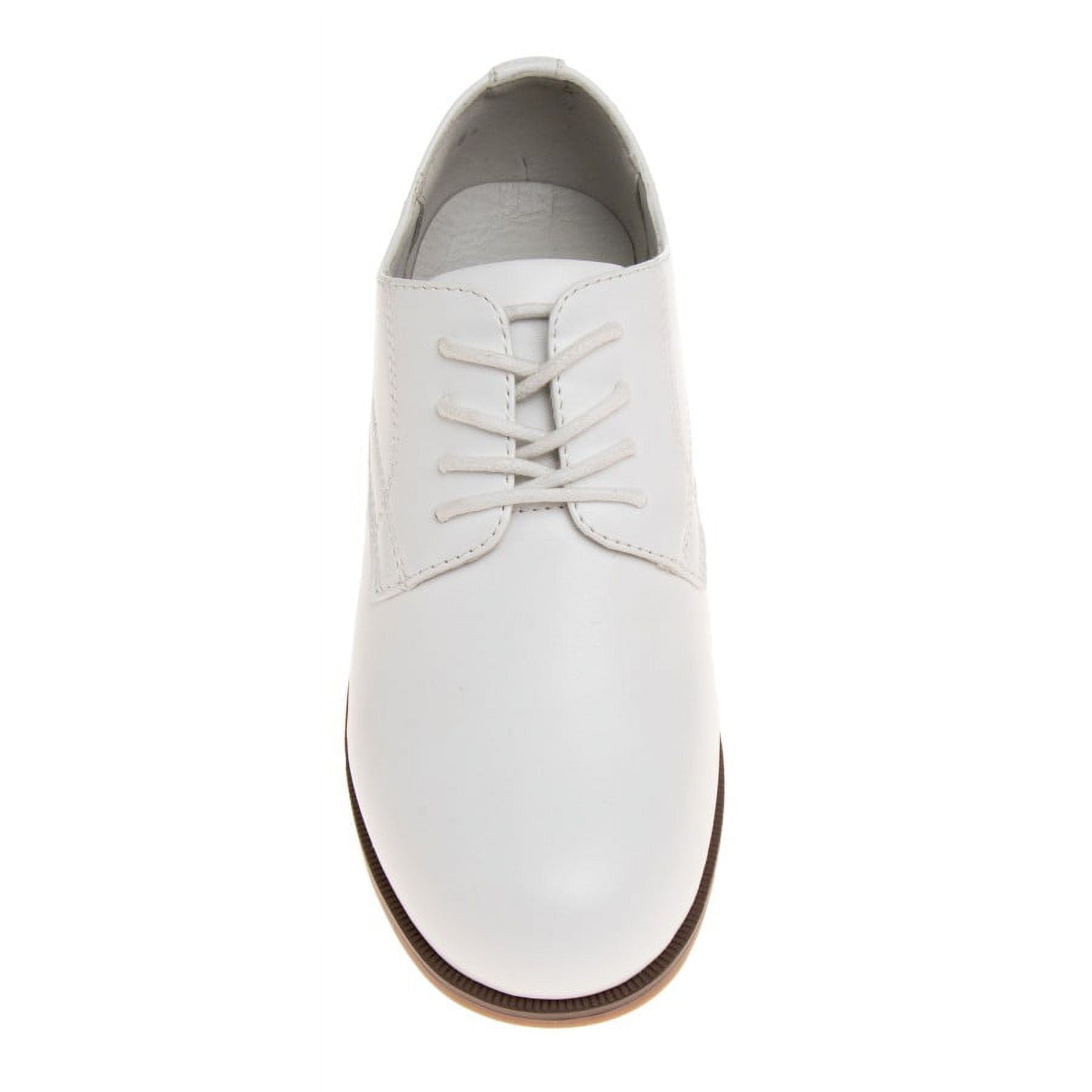 Josmo Boys Little Kids Classic Dress Shoes with Lace Up Closure, White, 2.5