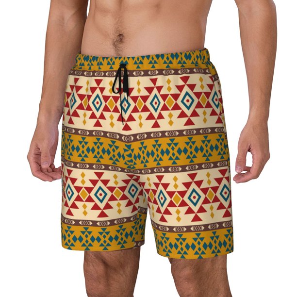 Fotbe Aztec Traje de Baño para Hombre – Shorts de Natación de Secado Rápido con Forro y Bolsillos-Small