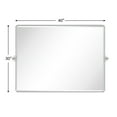 thumbnail image 3 of 40x30'' Farmhouse Chrome Metal Framed Pivot Rectangle Bathroom Mirror Rounded Rectangular Tilting Beveled Vanity Mirrors, 3 of 8