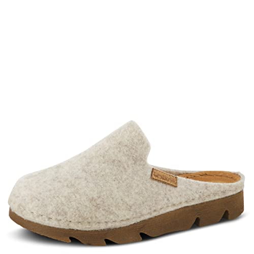Flexus Spring Step Cloggish Platform Clogs for Women - Wool Felt Round Toe Slippers - Ladies Casual Shoes for Everyday Wear