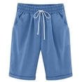 thumbnail image 5 of HAIJIE Shorts for Women Knee Length Long Shorts Linen Plus Size Dressy Casual Pull On with Drawstrings (#0 Blue,XXL), 5 of 6