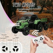 Xuanlur 24V Powered Ride on Tractor, 24 Volt Ride on Toys Car for Kids with Trailer, Max 5Mph, Remote Control, Music Player, Bluetooth, LED Light, 400W Power Car Wheels-Emerald