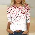 thumbnail image 3 of Neewe Womens 3/4 Sleeve V Neck Valentine T Shirts Love Heart Printed Graphic Tee Tops, 3 of 5
