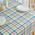 thumbnail image 3 of Spring Easter Tablecloth Rectangle Green Blue White Pastel Buffalo Check Plaid Table Cloth - 60 X 84 Oblong Polyester Gingham Table Cover Countryside Reusable Waterproof for Summer Party Picnic Dinner, 3 of 6