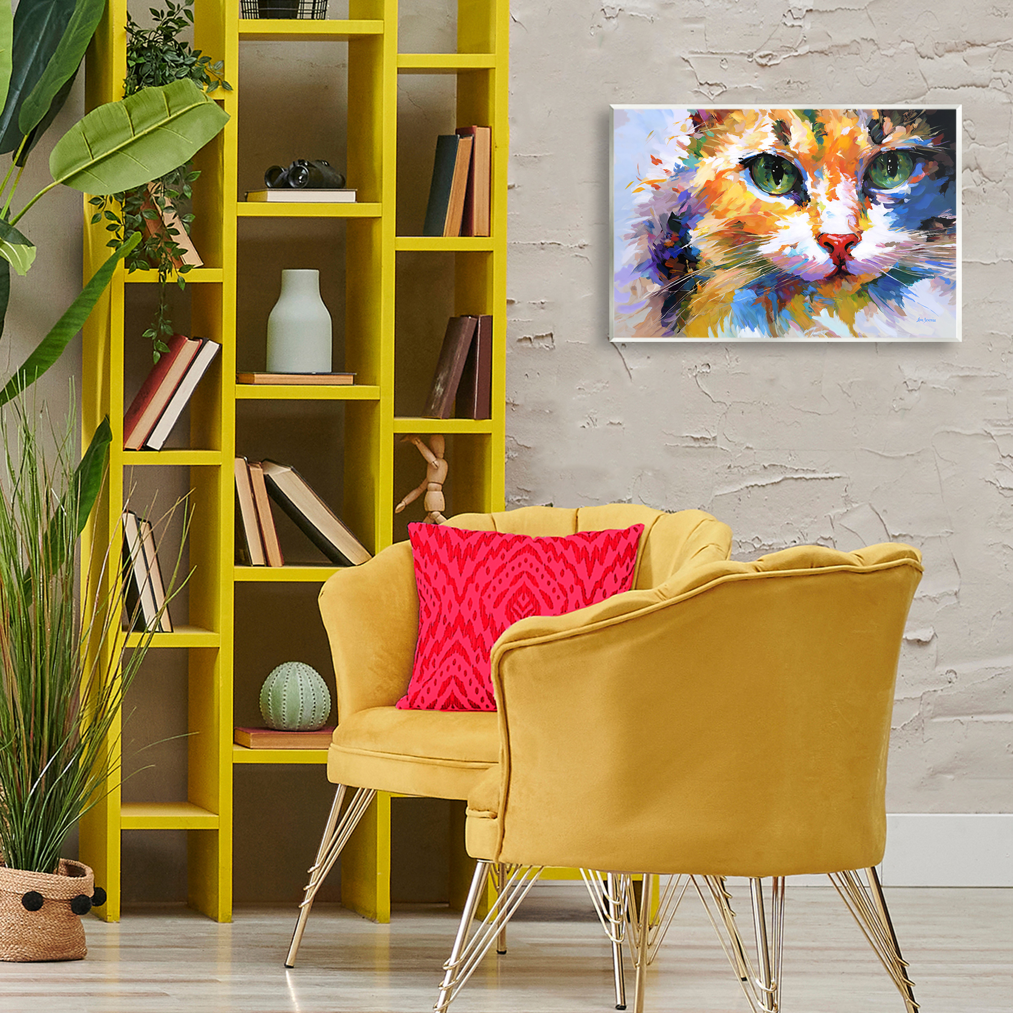 Stupell Industries Manx Cat Gaze Animals & Insects Painting Unframed Art Print Wall Art, 19 x 13