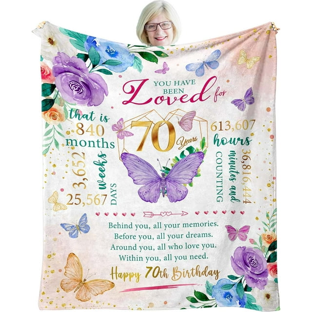 LHSHID 70th Birthday Gifts for Women 70th Women Birthday Ideas Best Birthday Gifts for 70 Year Old Women Mom Happy 70th Women Birthday 70th Women Birthday Decorations Throw Blanket 30"x40"