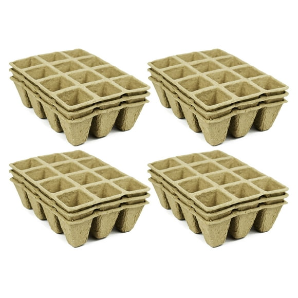 Set of 12 Biodegradable Eco Friendly Peat Pot Trays! 12 Pot Tray! 6.25" x 4.75" x 1.75" Recycled Peat Pots Perfect for Seed Germination! No Transplanting Required No More Damaged Roots!