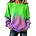 thumbnail image 2 of IUYRTFE Women's Ombre Waffle Knit Crewneck Sweatshirt Long Sleeve Relaxed Fit Casual Pullover Top, 2 of 5