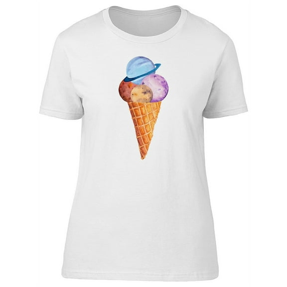 Galaxy Planets Ice Cream Cone T-Shirt Women -Image by Shutterstock, Female XX-Large