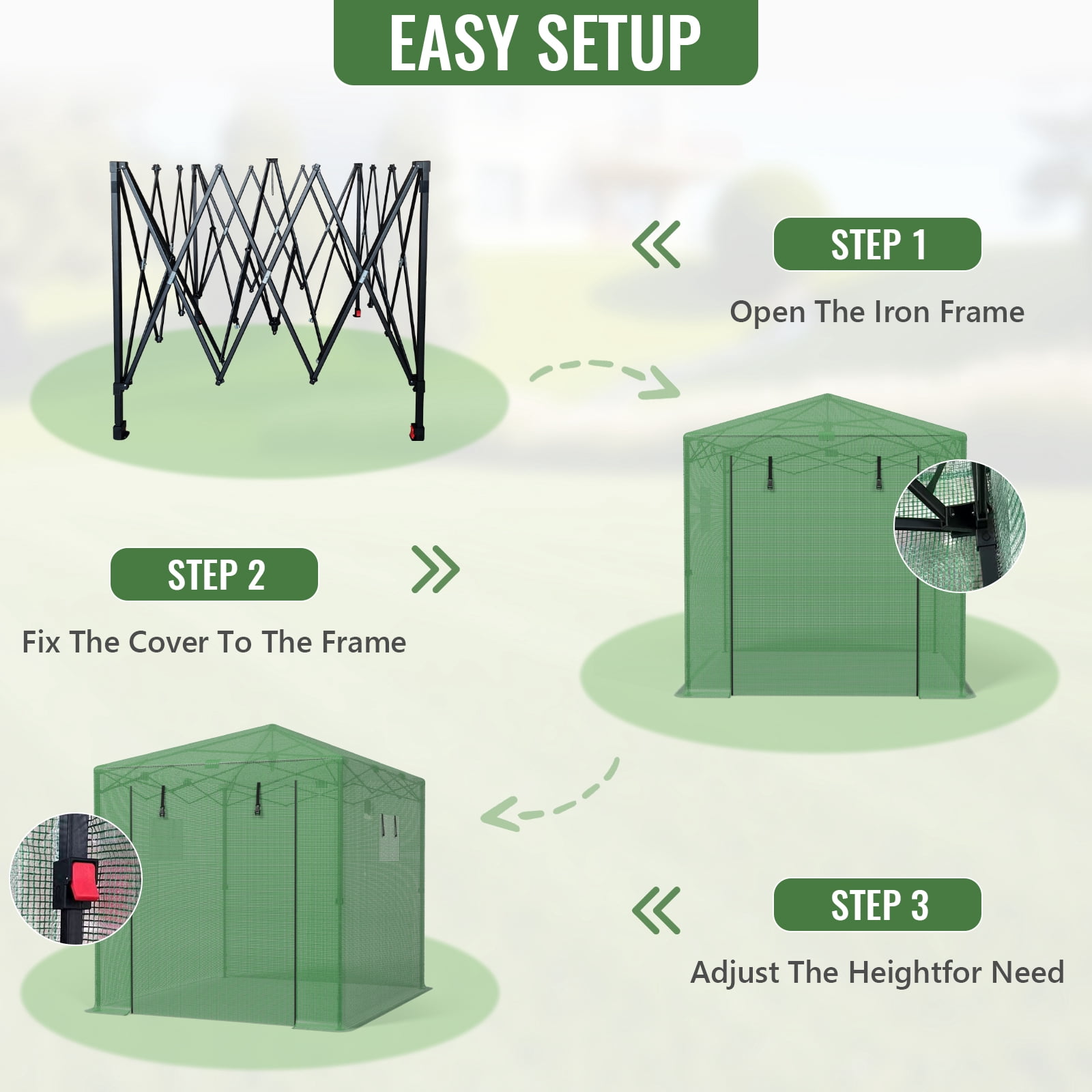 6 ft. W x 8 ft. D Pop Up Green House for Outdoors, Portable Greenhouses, Walk-in Greenhouses, Popup Greenhouse Kit, Easy Set Up