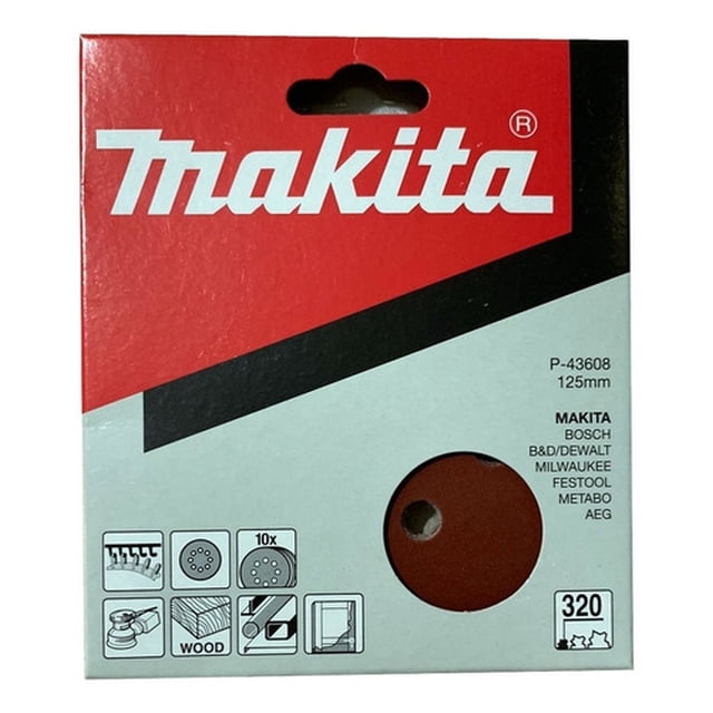 Juego De Discos Lija Adherible 5 G320 10pzs Makita P43608 Makita P43608-10