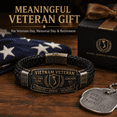 thumbnail image 4 of Vietnam Veteran Honor Bracelet, 1955-1975 Commemorative Braided Wristband, All Gave Some Some Gave All Metal Cuff Bangle, Black Woven Commemorative Military Bracelet Gift for Veterans, 4 of 5