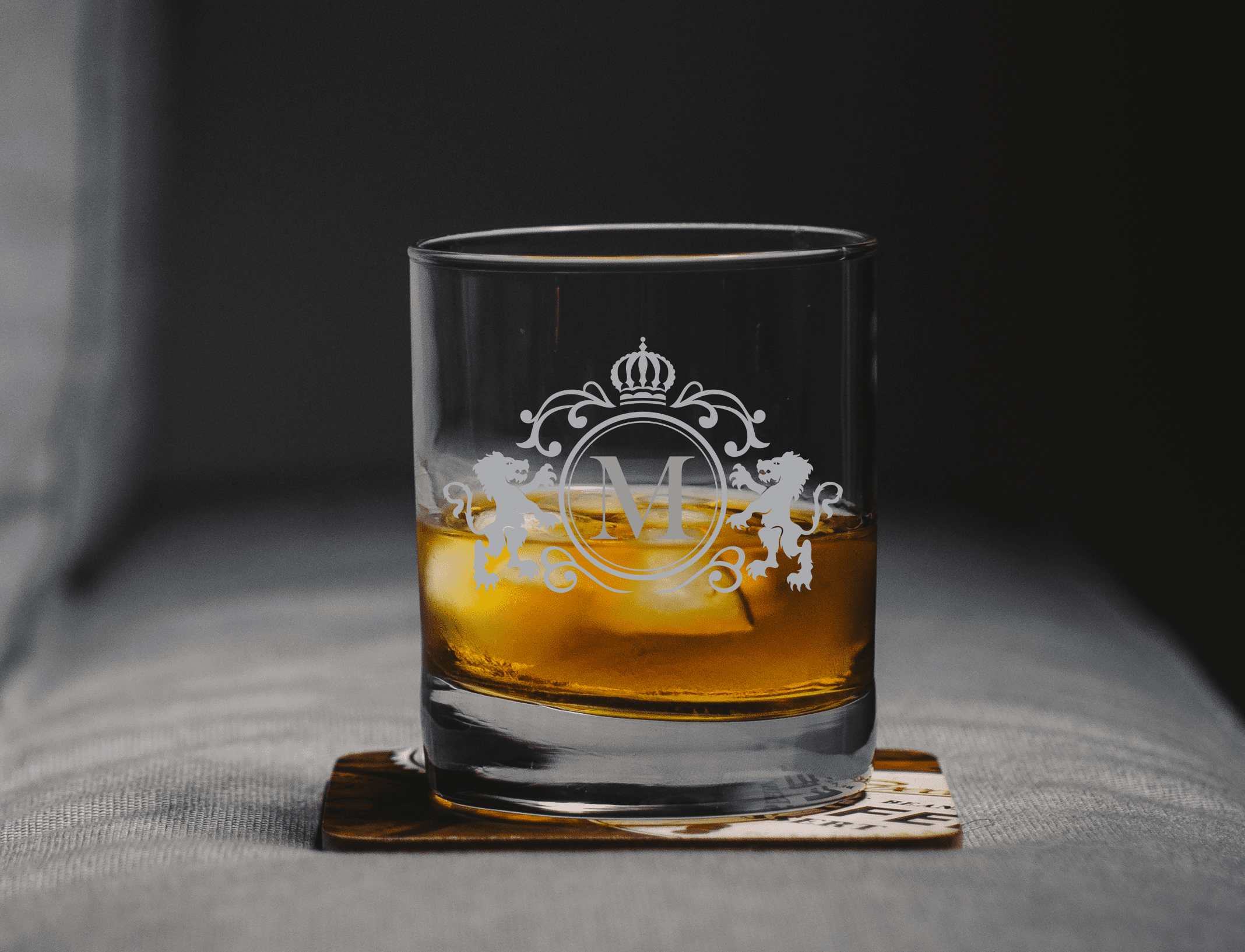 Monogrammed Initial Heavy Base Double Rocks Old Fashioned Whisky Glass (M) (Set of 4) Walmart